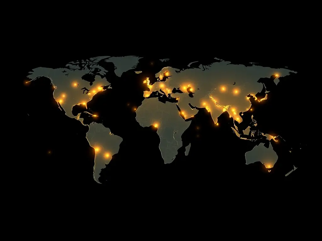 A stylized image of a world map with glowing nodes representing GeoCoin's expanding global network and increasing adoption.